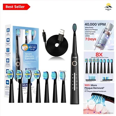 Electric Toothbrush 5 Modes 8 Heads Rechargeable Teeth Whitening 40,000 VPM B... - Image 1 of 4