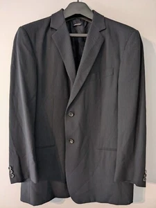 Giorgio Armani Black Label Suit Jacket 54R/44R Black Pinstripe Borgo 21 Italian - Picture 1 of 8