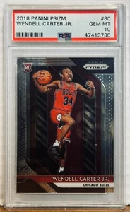 2018 Panini Prizm 80 Wendell Carter Jr. PSA Gem Mint 10 Rookie Chicago Bulls - Foto 1 di 2
