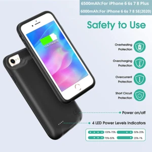 Extended Battery Charge Case For iPhone 6s 7 8 Plus SE Portable Power Bank Cover - Picture 1 of 13