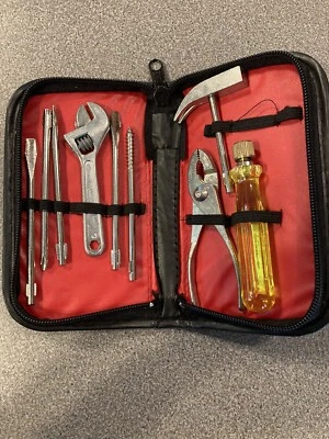 Home tool kit - pliers hammer adjustable crescent wrench screwdriver carry case - Image 1 of 4
