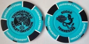 THUNDERHEAD HARLEY-DAVIDSON Kodak TN Light Blue/Black Signature Poker Chip - Picture 1 of 3
