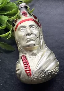 Antiguo adorno de Navidad de vidrio jefe indio nativo americano Gerónimo - Imagen 1 de 12