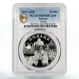 Belarus 20 rubles Hanseatic League Polotsk City Ship PR69 PCGS silver coin 2011 - Picture 1 of 2