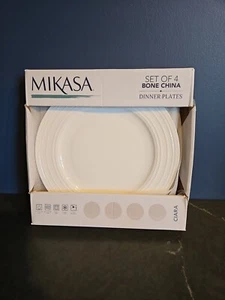 Mikasa CIARA Bone China White Dinner Plates - Set of 4 Dinner Plates 11”NIB - Picture 1 of 2