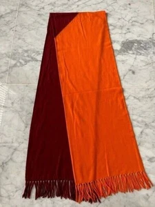 BUFANDA DE CACHEMIRA BICOLOR HERMES NARANJA Y ROJA - Imagen 1 de 6