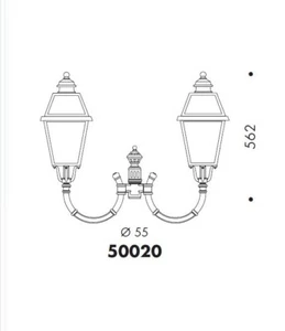 SURYA 50020 L4 GRUPPO A 2 LANTERNE SERIE 50 X PALO d.55 ped. 5 - Foto 1 di 1
