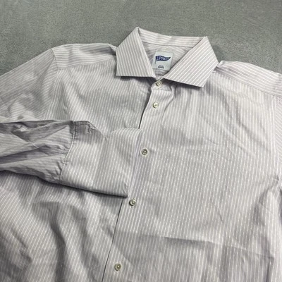 J. Press Button Down Men's Shirt XL Purple Striped Long Sleeve Pocket Collared - Image 1 of 4