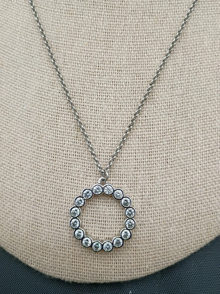 "Mini collar colgante Kate Spade New York círculo completo tono plata 17""+3"" para mujer" Foto 1 de 4