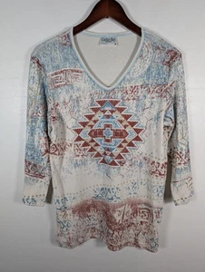 Cactus Bay Shirt Womens Medium Aztec Southwest Long Sleeve Made USA - Picture 1 of 10