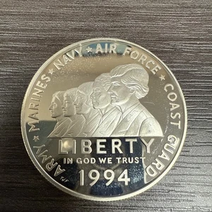 1994 P Frauen im Militärdienst PP Silber Dollar Gedenkmünze - Bild 1 von 2