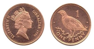 LOT of 30: GIBRALTAR 1995-97 1 PENNY, Barbary Partridge QEII BIRD UNC - Picture 1 of 1