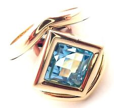 Authentic! Marina B 18k Yellow And White Gold Large Blue Topaz Ring