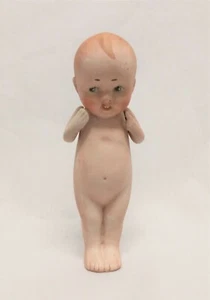 ANTIQUE 1920's ALL BISQUE CHARACTER FACE BABY DOLL 5/1/2" UNMARKED - Picture 1 of 2