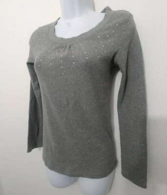 Canyon River Blues Gray Knit Top Faceted Jewels Size Girls L 14-16 - Изображение 1 из 4