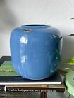 Vintage Royal Haeger Pottery Round Sky Blue Barrel Vase #4315 - 8” H