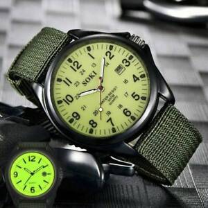 UK Military Army Mens Date Canvas Strap Analog Quartz Sport Wrist Watch Gift