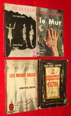 4 Vintage Jean Paul Sartre French Paperback Novels Huis Clos Le Mur Mains Sales - Image 1 of 3