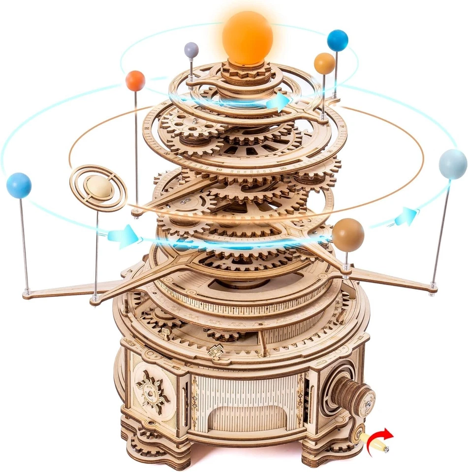 ROKR Sistema Solar Giratorio Orrery 3D Madera Puzzle Construir Modelo Kit para Adolescentes Niños Foto 1 de 4