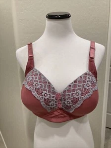 Sexy Mauve/Gray Lace Prima Valentina Woman's Wire-Free Bra Size 40 D - Picture 1 of 12