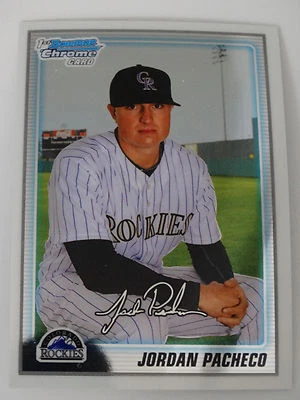 Tarjeta de béisbol Bowman 2010 cromada #BCP135 Jordan Pacheco Rockies novato radiocontrol Foto 1 de 2
