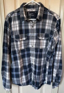 American Eagle Outfitters Mens XL Athletic Fit Blue Plaid Full Button Shirt - Picture 1 of 5