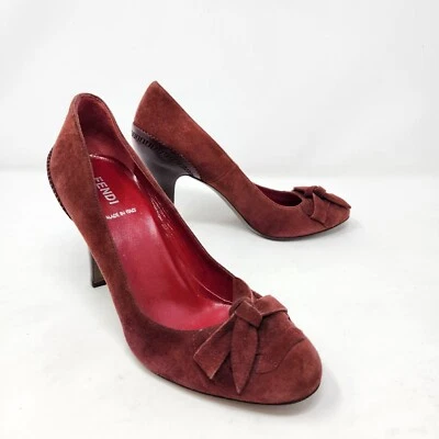 FENDI Burgundy Suede & Leather Pumps Size US 6.5/EUR 36.5 - Image 1 of 4