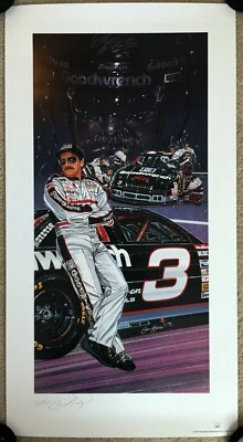 DALE EARNHARDT SR Signed Autographed 16.5x31 Sam Bass Lithograph, Poster, JSA - Image 1 of 4