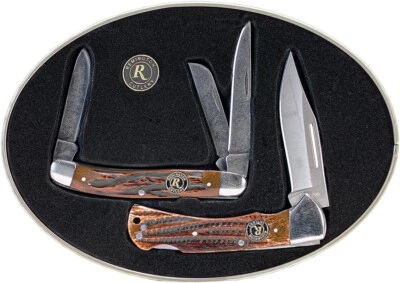 Remington American Tradition Combo X2 Pocket Knife Stainless Blades Bone Handle - Image 1 of 2