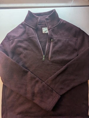 Chaqueta polar Merona grande borgoña granate roja 1/4 cremallera cuello falso cremallera bolsillo Foto 1 de 4