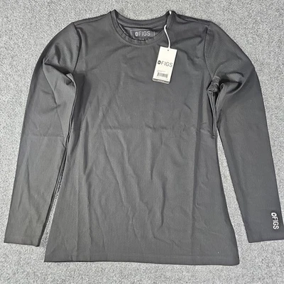 Camisa Figs para mujer pequeña azul acanalada manga larga exfoliante elástico transpirable Foto 1 de 4