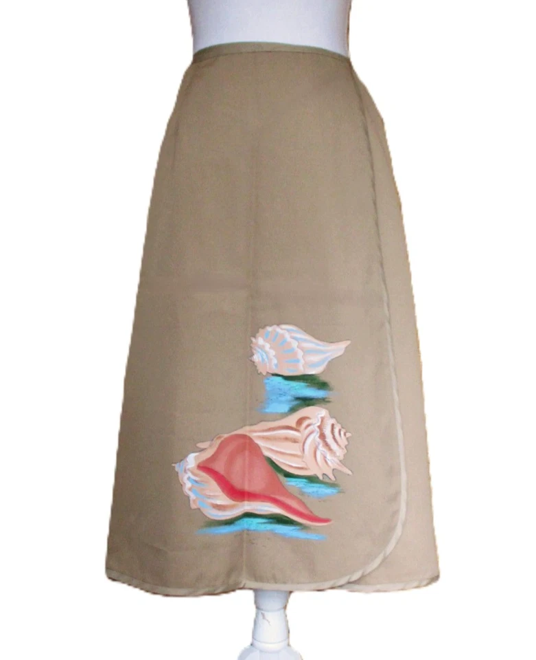 Falda envolvente vintage Candy Wrappers conchas marinas medianas color beige tostado algodón M Foto 1 de 4