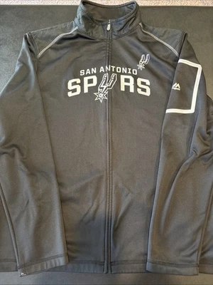 Jaqueta térmica preta com zíper completo San Antonio Spurs Majestic tamanho XL - Imagem 1 de 4