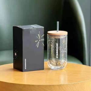 New 2024 China Starbucks Winter Firework 16oz Double Wall Glass Straw Cup - Picture 1 of 6