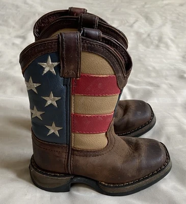 Durango Patriótico Bandera Americana Marrón Cuero Botas de Vaquero Niño Pequeño 8.5 Foto 1 de 4