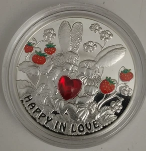 2012 Niue 1$ "Happy in Love" Proof Silver Coin 28.28 grams .925 silver W/ glass - Picture 1 of 13