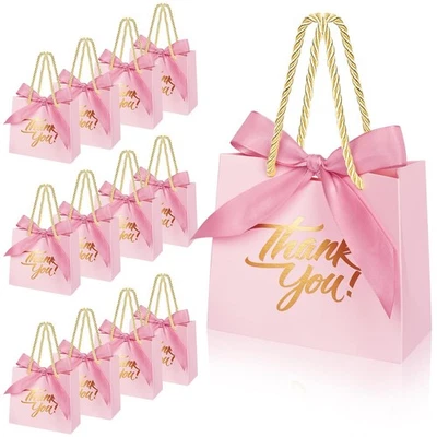 50 PIEZAS Pequeñas Bolsas de Regalo de Papel Rosa con Asas para Boda Baby Shower Fiesta Foto 1 de 4