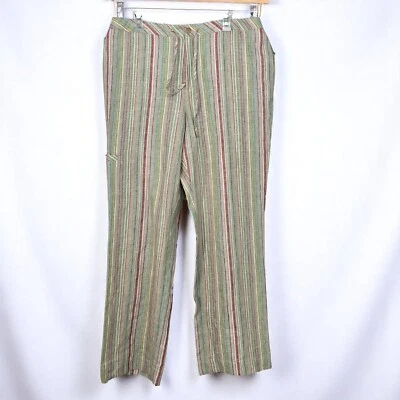 Nordstrom Linen Pants Woman 16 Striped Drawstring Pockets Casual Summer Beach - Image 1 of 4