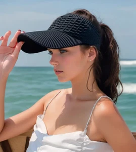 Hat Sun Visor Women Knitted Brim Cap Beach Wide Breathable Summer Knit Casual UK - Picture 1 of 21