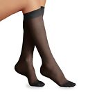 Lot 30, 12 Pairs Basic Editions Sandalfoot Knee Highs Nude Black OS, Queen