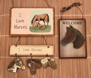3 Letreros de Madera 3D Placas Crujientes Rústicos Primitivos Bienvenida Caballo Me encantan los Caballos - Imagen 1 de 1