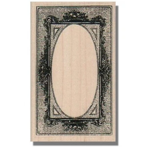 Wood Mounted Rubber Stamp, Fancy Frame, Victorian, Vintage, Media,Collage, Shape - Picture 1 of 2