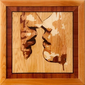 Liebe Holz Mosaik Intarsien Panel Boho gerahmt Home Wanddeko Wandbild ha - Bild 1 von 12