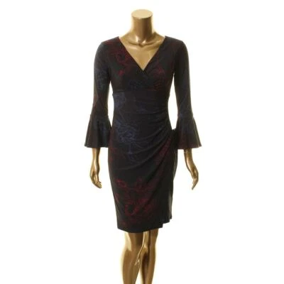 Vestido para mujer LAUREN RALPH LAUREN manga campana sobrepelliz jersey envolvente sintético TEDO Foto 1 de 2