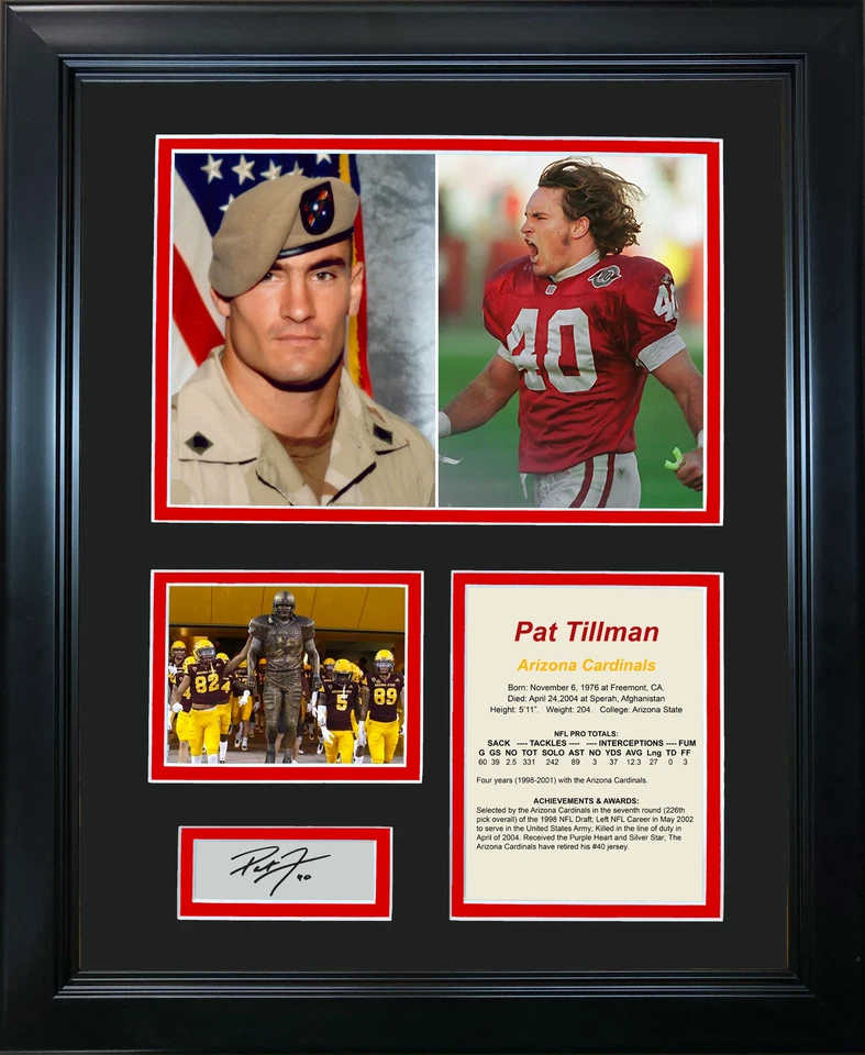 Foto emoldurada Pat Tillman fac-símile gravada a laser Arizona Cardinals 12"x15" - Imagem 1 de 1
