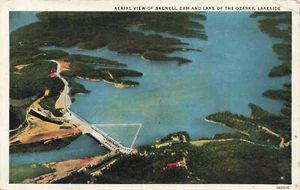Postcard Aerial View Bagnell Dam Lake of the Ozarks Lakeside Missouri MO WB - Picture 1 of 2