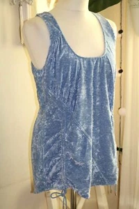 NEXT - BLUE CRUSHED SHIMMER VELVET SLEEVELESS RUCHED TOP BLOUSE WOMEN UK10 - Picture 1 of 8