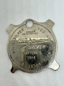 USED Vintage 1964 NIC-L-SILVER Batteries Pocket Screwdriver Keychain Token. - Picture 1 of 4