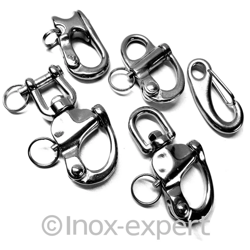 INOX-EXPERT Schnappschäkel Edelstahl A4 Rostfrei Schnapp-Haken Karabiner Wirbel-Schäkel Niro