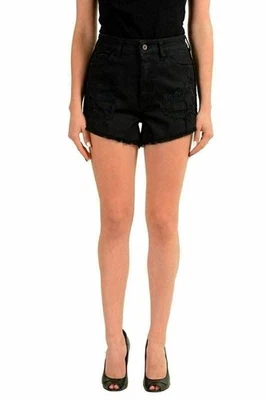 Pantalones Cortos Informales Just Cavalli Negros Denim Envejecidos Para Mujer US 4 IT 26 Foto 1 de 4